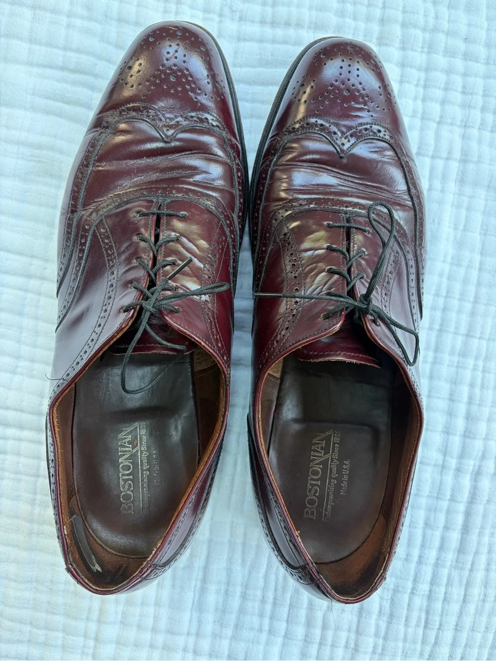 Vintage Bostonian Foot Savers Men’s 11.5 Burgundy Leather Wingtip Oxford USA